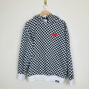 Broken Promises black and white checked hoodie sweatshirt. size medium.